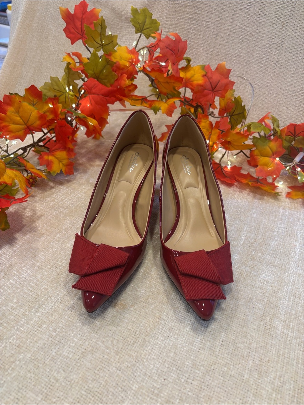 Pointed Toe Red/wine Bow Pumps - Women's Elegant Dress Shoes